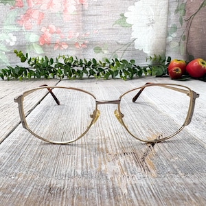 eyeglass frame only light gold silver 53[]17/135 oversized metal hexagon glasses unisex/men/women eyeglasses vintage/deadstock/nos 90s style