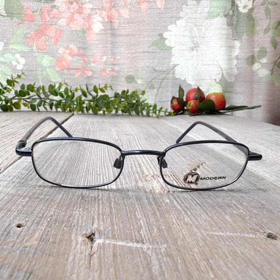 Vintage 90s Black Rectangle Eyeglass Frames - Uni… - image 1