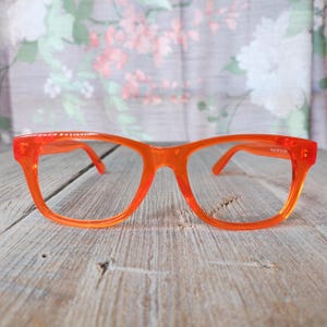 bright orange square glasses frames no lenses  geeky/geek/nerd/nerdy/preppy costume/party/festival/rave/fun fashion accessories accessory