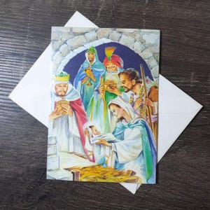 Mateo 2:14 pesebre tarjeta de navidad madre maría josé niño jesús tarjeta de felicitación religión católica tarjeta religiosa vintage nos papelería