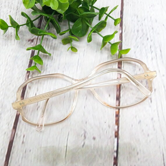 1980s large octagon eyeglasses clear brown vintag… - image 5