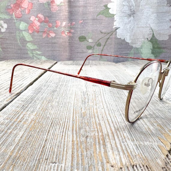 Vintage Round Eyeglass Frames: Orange-Demi & Gold… - image 2
