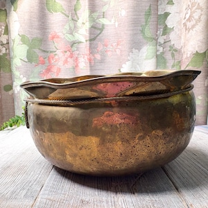 large brass planter spittoon hammered metal container bowl made in india