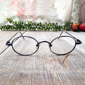 eyeglass frame only metallic grape purple 46[]16 small round/oval glasses unisex/men/women 90s style fashion eyeglasses vintage/nos 1990s