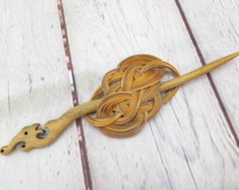 vintage hair barrette woven with wood stick