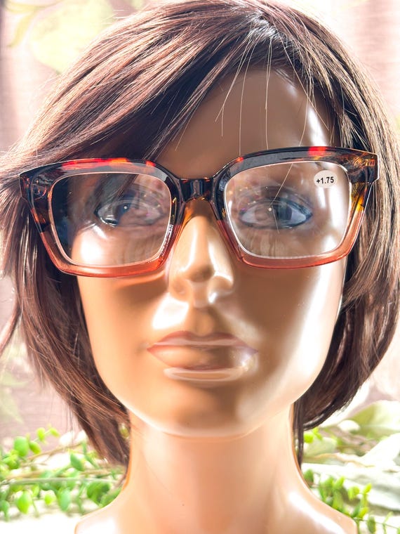 Tortoise-Shell Reading Glasses +1.75: Square Chun… - image 2
