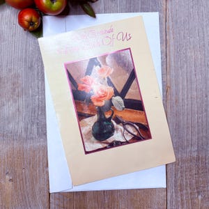 Happy Mother's Day-wenskaart met dankbaarheid van ons beiden broer/zus/zoon/dochter/echtgenoot roze rozen bloemen vintage retrostijl
