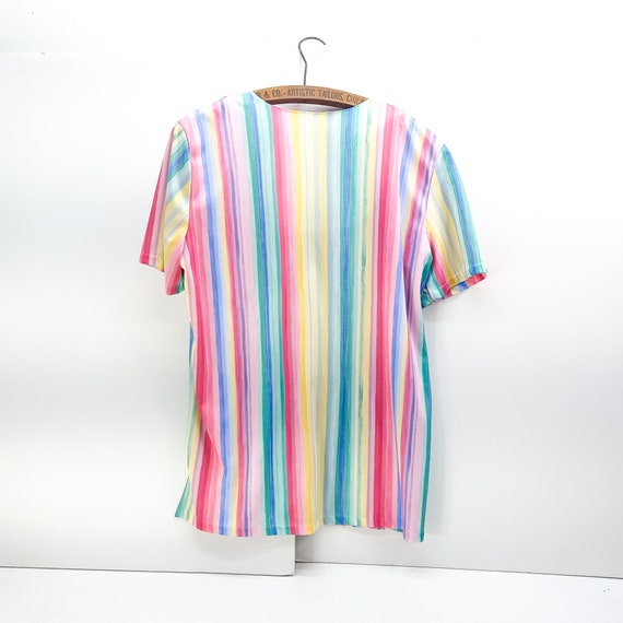 womens vintage shirt rainbow striped polyester to… - image 2