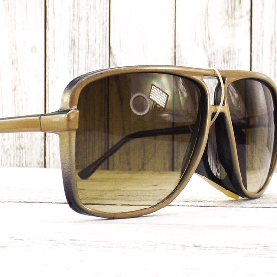 vintage NOS sunglasses | gold sunglasses | square… - image 5
