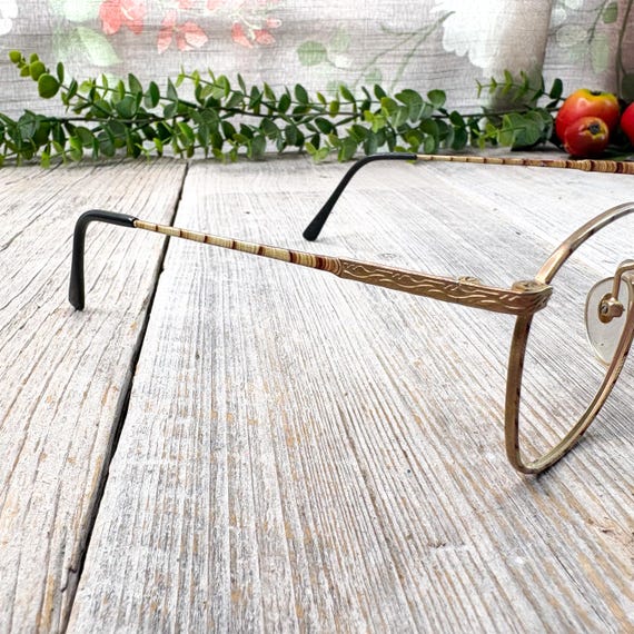 Vintage Square Metal Eyeglass Frames: Beige Multi… - image 2