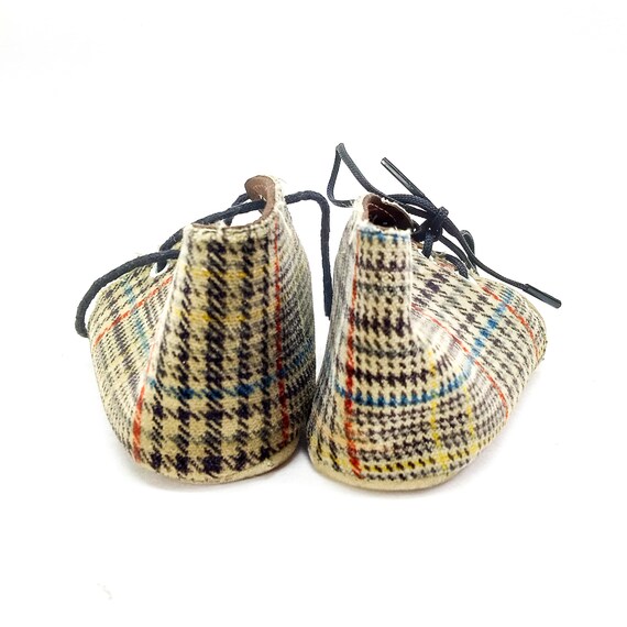 vintage baby shoes, toddler walking shoes, plaid … - image 4