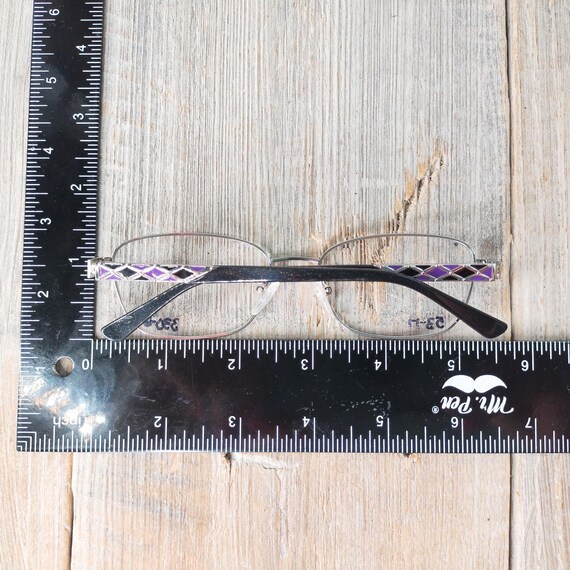 Silver & Purple Square Eyeglass Frames - Vintage … - image 3