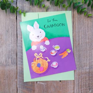Joyeuses Pâques petit-fils de grands-parents/grand-mère/grand-père/grand-mère/grand-père/grand-mère/grand-père lapin mignon carte de voeux