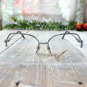 eyeglass frame only blue silver 54[]19/140 square metal semi-rimless eyeglasses unisex/men/women nos/vintage/deadstock glasses 1990s fashion