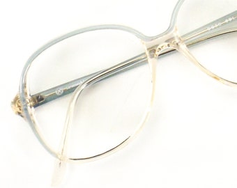 1980s NOS vintage eyeglasses | square/round eye glasses | clear light blue frames | prescription eyewear | for men women fashion accessories