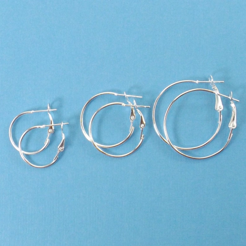 smallmedium hoops simple classic modern silver hoop earrings sterling silver plated 20mm 25mm 30mm