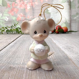 precious moments christmas ornament bisque porcelain mouse snowball without you 2001 annual edition 520446 original box collectible decor