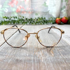 tortoise gold metal eyeglass frames only 48[]18/130 big round eyeglasses unisex/men/women 1990s vintage/nos/deadstock 90s fashion accessory