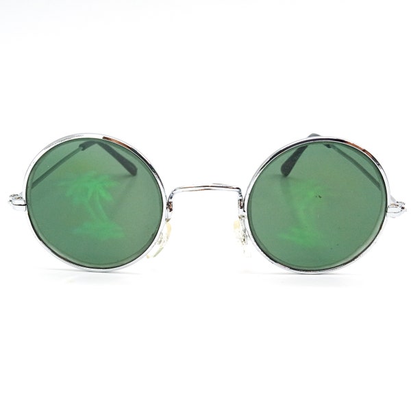 palm tree hologram sunglasses | round glass lens