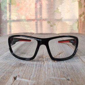 wrap-around black/red glasses frames only costume/rave/festival/party/anime/fun/novelty women/unisex/men preppy/nerd/dork/nerdy/dorky