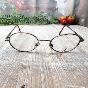 Round bronze eyeglass frames only prescription glasses 1990s deadstock vintage eyeglasses unisex/men/women 90s fashion accessories eyewear