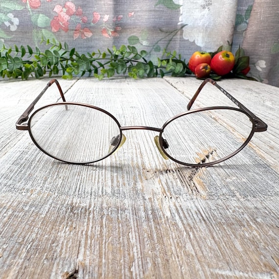 Vintage Bronze Round Eyeglass Frames: 1990s Deads… - image 1