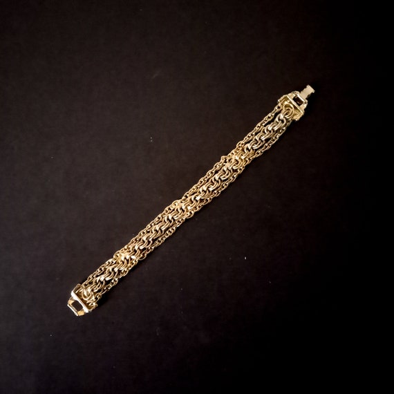 vintage chunky rope bracelet gold metal jewelry - image 2