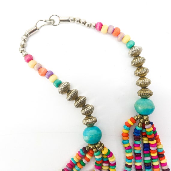 1980s boho necklace vintage beaded necklace multi… - image 4