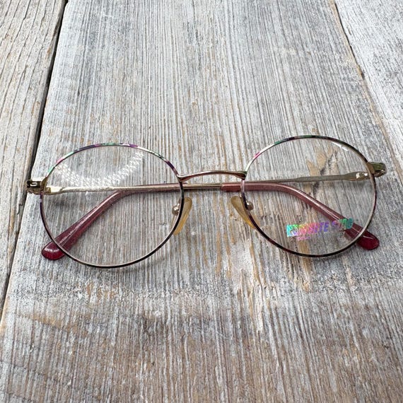 Vintage Round Eyeglass Frames: Purple & Light Gol… - image 6
