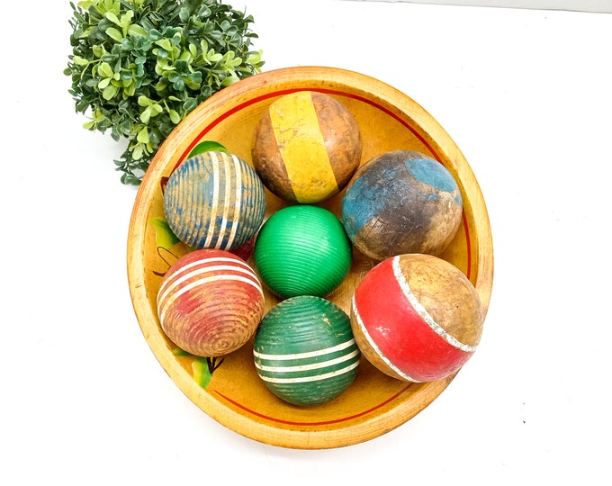 Vintage Croquet Ball, Wood Croquet Balls, Red, Blue, Green, Yellow 1pc