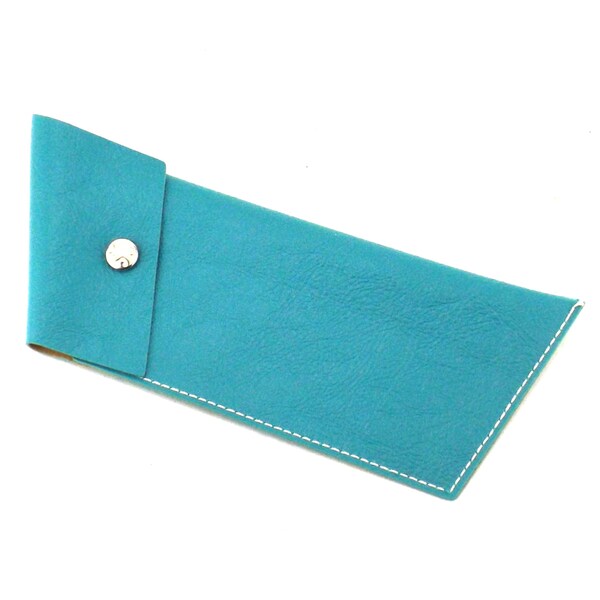 vintage turquoise blue eyeglass case | PU leather eyeglasses accessories | vintage 50s 60s NOS