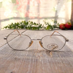 silver hexagon eyeglass frame only deadstock vintage glasses 1990s women&#39;s eyewear 90s eyeglasses prescription fashion accessories accessory