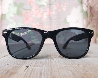 90s Oversized Square Sunglasses: Vintage Black Plastic Frame