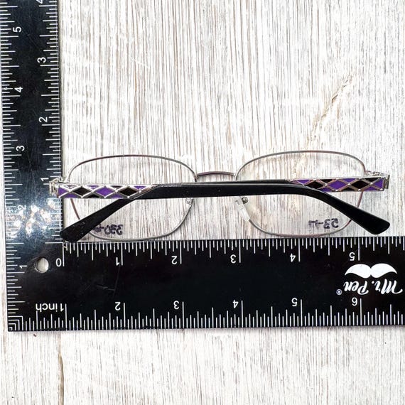rectangular eyeglass frames only silver/black/pur… - image 4