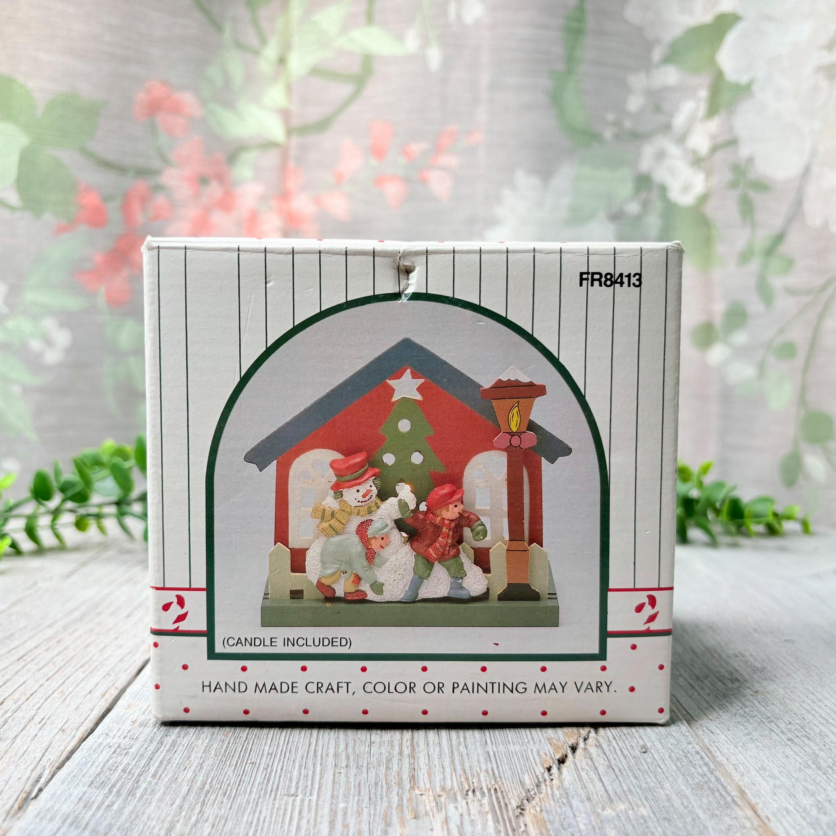 クリスマスの木製ティーライトホルダー：雪合戦の街の風景 - Etsy 日本