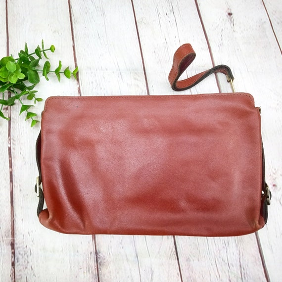 80s vintage brown leather wristlet purse, pacific… - image 3