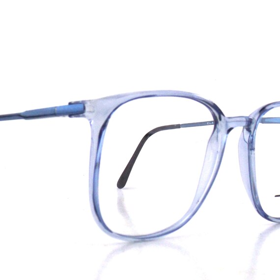 vintage oversized eyeglasses 80s NOS clear blue s… - image 7