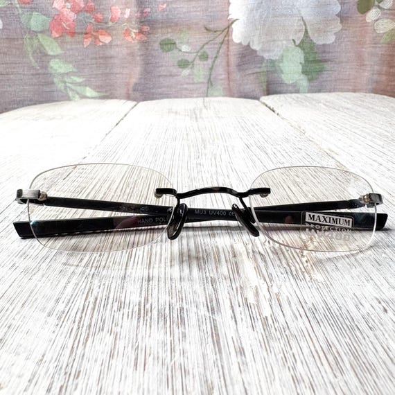 rectangular rimless sunglasses/glasses, clear/smo… - image 6