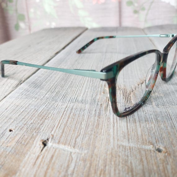 green tortoiseshell eyeglass frames plastic/metal… - image 6