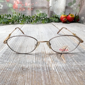 matte gold oval eyeglass frame only prescription glasses 90s deadstock vintage eyewear unisex/men/women fashion accessories 1990s eyeglasses