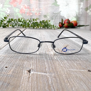 black rectangle eyeglass frames only 1990s glasses unisex/men/women fashion accessories deadstock vintage eyeglasses 90s accessory metal
