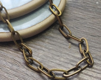 Bronze Chain Link Necklace: Chunky Paperclip Choker, Unisex Jewelry