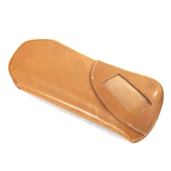 vintage camel brown leather eyeglass case vintage… - image 4