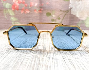 Gafas de sol octogonales con lentes de colores: Unisex/Hombre/Mujer, protección UV 400