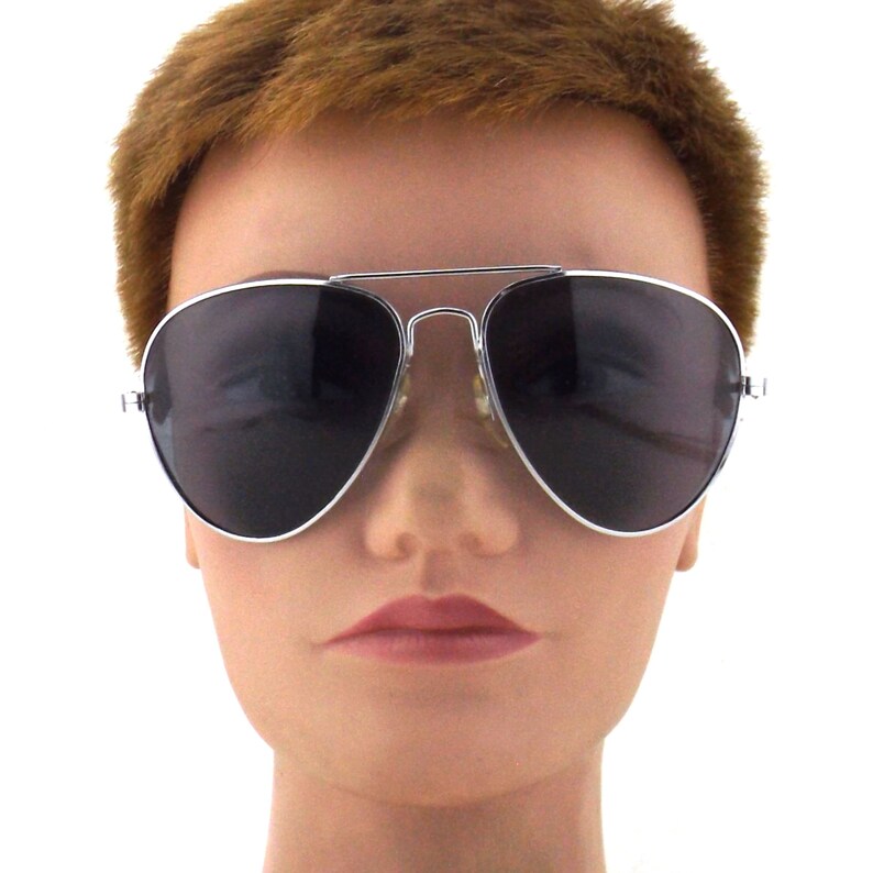 vintage 80s NOS classic aviator sunglasses silver metal frame sun glasses
