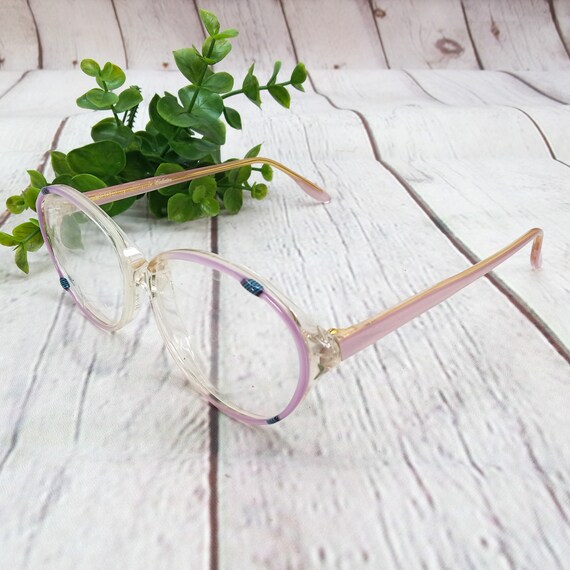 1980s large oval eyeglasses lavender pearl/blue v… - image 2