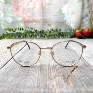 light gold metal eyeglass frames only 49[]18/140 big round glasses 1990s nos/vintage/deadstock eyeglasses unisex/men/women 90s fashion 1990s