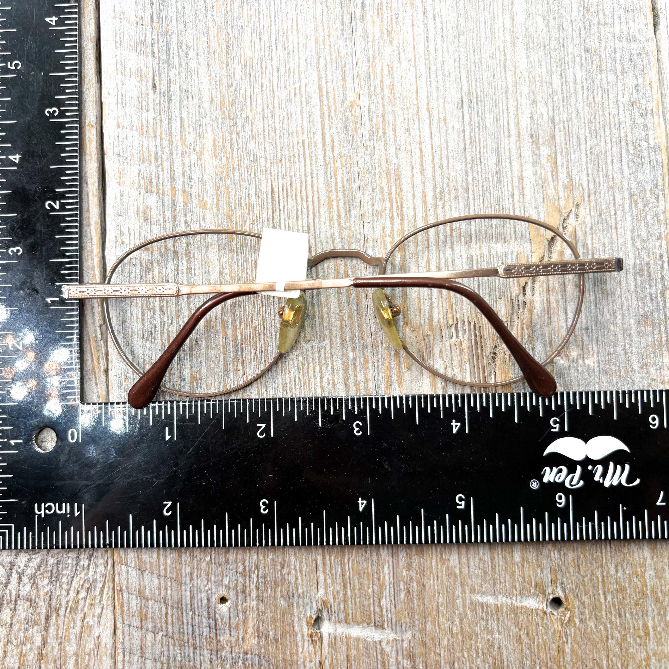 Vintage Round Bronze Eyeglass Frames: Unisex 1990s Deadstock (49