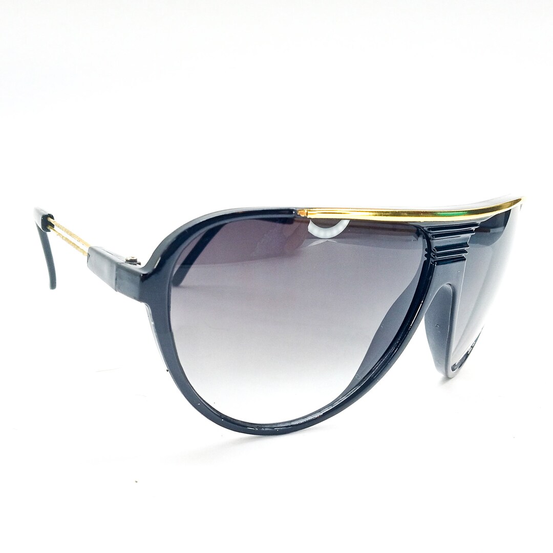 Retro Sunglasses Black Sunglasses Vintage NOS Sunglasses Gold Bar Etsy