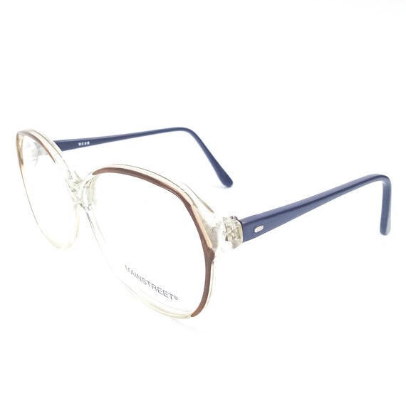 1980s large round eyeglasses clear brown blue vin… - image 3